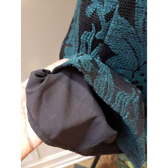 H&M Womens Black Green Lace Embroidered Sleeveless Back Zip Knee Length Dress 6 - Picture 6 of 13